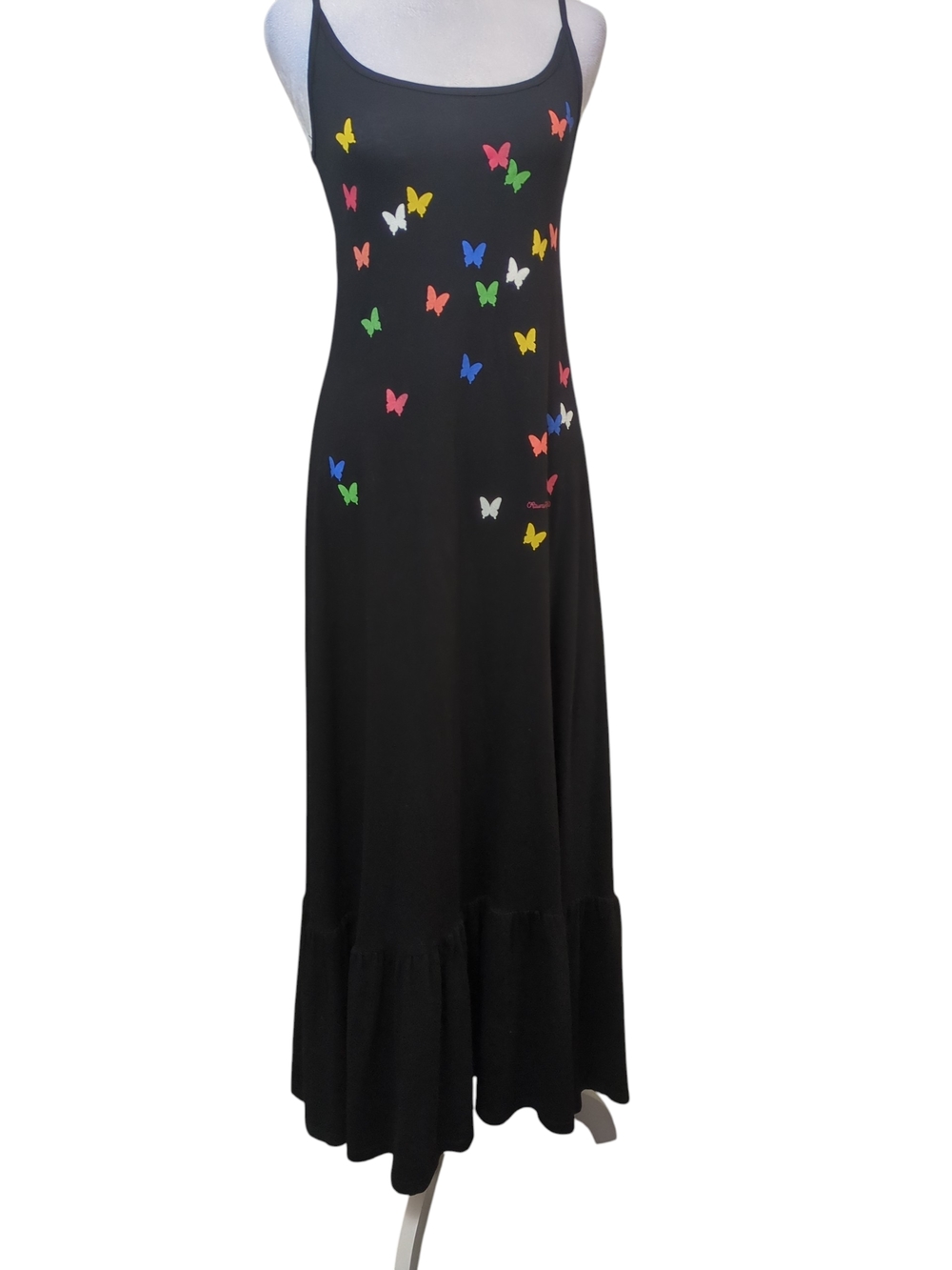 Lauren Moshi Black Maxi Dress with Multicolor Butterfly Print - Picture 1 of 4